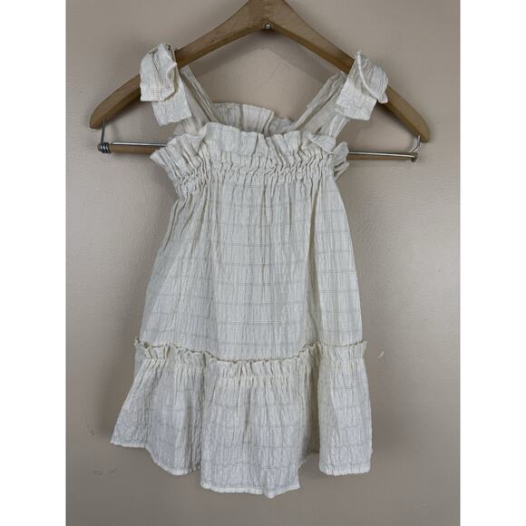 Zara Girl Tunic Dress Ivory Wide Strap Ruffles Boho Romantic Size 2T NWOT - Picture 4 of 8